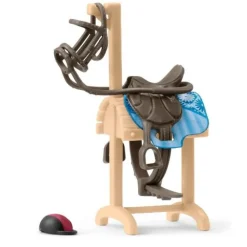 SCHLEICH ACCESSOIRES CHARIOT PORTE SELLE ET BRIDES>Enfant Figurines·Figurines Liées À L'Équitation