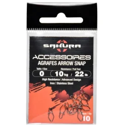 SAKURA AGRAFES ARROW SNAP BLACK NICKEL X10> Tetes Plombées Et Accessoires Leurres·Accessoires Leurres Souples