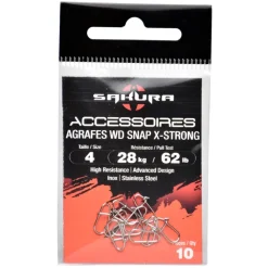 SAKURA AGRAFES WD SNAP X-STRONG NICKELEES X10> Tetes Plombées Et Accessoires Leurres·Accessoires Leurres Souples