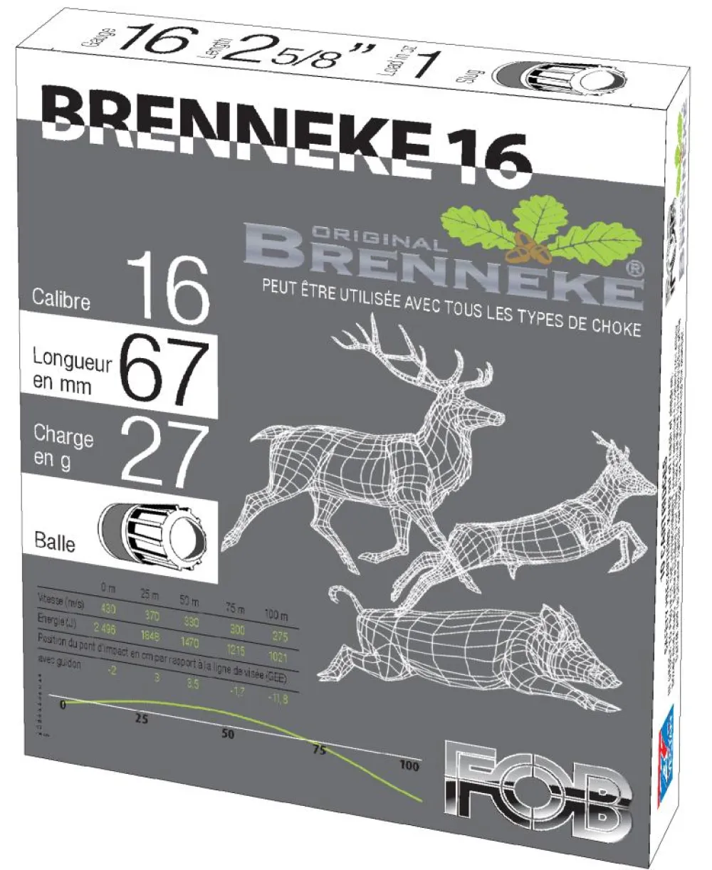 FOB BALLES BRENNEKE 16/27G> Cartouches De Chasse Calibre 16·Balles Fusils