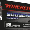 WINCHESTER BALLES 22LR 42G SUBSONIC X50> Munitions De Tir À 51 Mètres·Balles .22Long Rifle Subsoniques