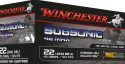 WINCHESTER BALLES 22LR 42G SUBSONIC X50> Munitions De Tir À 51 Mètres·Balles .22Long Rifle Subsoniques