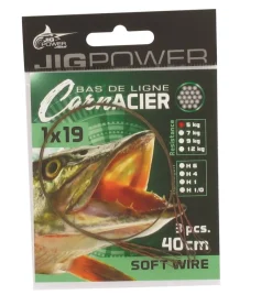 JIG POWER BAS DE LIGNE ACIER BOUCLE 19 B 40CM> Montages Pêche Au Posé·Avançons