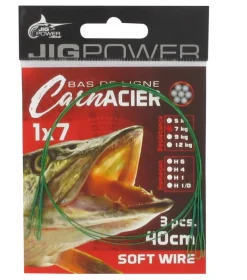 JIG POWER BAS DE LIGNE ACIER BOUCLE 7 B 40CM> Montages Pêche Au Posé·Avançons