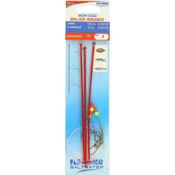 FLASHMER BAS DE LIGNE MER BALAIS ROUGE 3 HAMECONS> Montages Surf Casting·Bas De Lignes Surf Casting