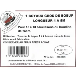 MA CHARCUTERIE MAISON BOYAUX GROS DE BOEUF 4À5M> Faire Ses Charcuteries·Boyaux