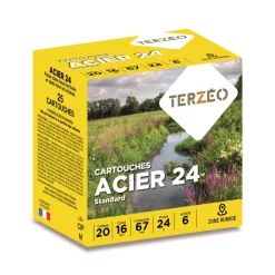 TERZEO CHASSEURS CARTOUCHES ACIER 24 STD 20/67 24G B> Cartouches De Chasse Calibre 20·Cartouches De Substitut Standard Bourre À Jupe