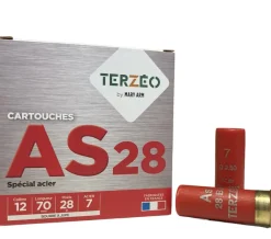 TERZEO CHASSEURS CARTOUCHES AS28 STD 12/28G N7> Cartouches De Sport Calibre 12·Cartouches De Substitut Standard Bourre À Jupe