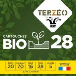 TERZEO CHASSEURS CARTOUCHES NEW BIO 28 20/70 28G> Cartouches De Chasse Calibre 20·Cartouches De Plomb Bourre Dégradable