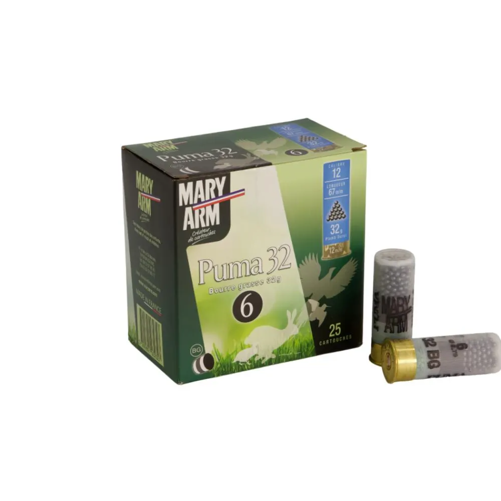 MARY ARM CARTOUCHES PUMA 32 12/67 32G BG X25> Cartouches De Chasse Calibre 12·Cartouches De Plomb Bourre Grasse 28G À 32G