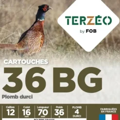 TERZEO CHASSEURS CARTOUCHES T&E 12/70 36 BG X25> Cartouches De Chasse Calibre 12·Cartouches De Plomb Bourre Grasse 33G À 38G