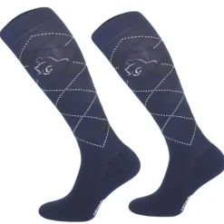 TERZEO CAVALIERS CHAUSSETTES A CARREAUX MARINES>Femme Chaussettes D'Équitation·|Chaussettes D'Équitation·