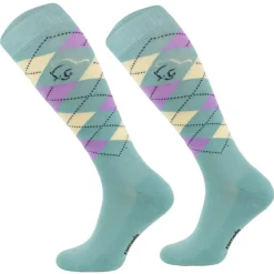 TERZEO CAVALIERS CHAUSSETTES A CARREAUX TURQUOISES>Femme Chaussettes D'Équitation·|Chaussettes D'Équitation·