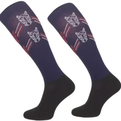 TERZEO CAVALIERS CHAUSSETTES DESIGN TÊTES DE CHEVAUX MARINE>Femme Chaussettes D'Équitation·|Chaussettes D'Équitation·