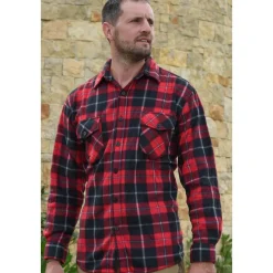 TREELAND CHEMISE DE CHASSE HOMME POLAIRE ROUGE>Homme Chemises De Chasse·Chemises Chaudes