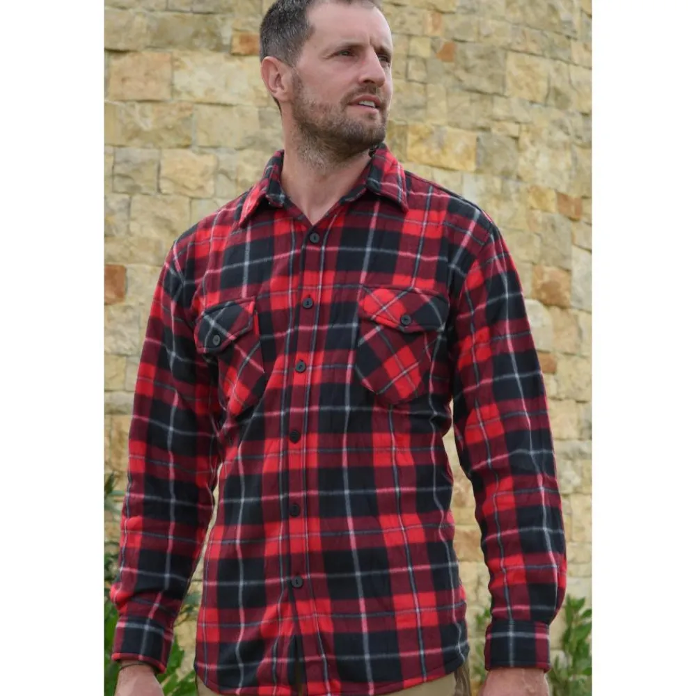 TREELAND CHEMISE DE CHASSE HOMME POLAIRE ROUGE>Homme Chemises De Chasse·Chemises Chaudes
