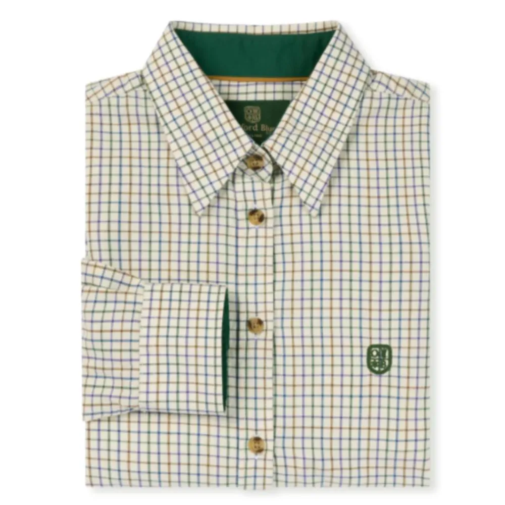 OXFORD BLUE CHEMISE FEMME TATTERSALL GREEN>Femme Pulls Et Chemises·Chemises Femme