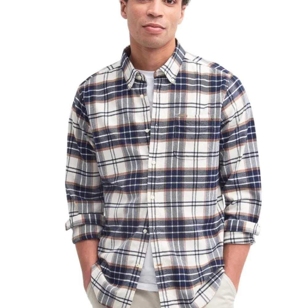 BARBOUR CHEMISE PORTDOWN ECRU>Homme Vêtements Barbour·Chemises Barbour
