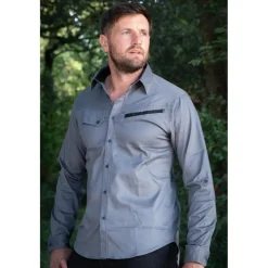 LMA CHEMISE STRETCH GEOMETRE GRIS>Homme Chemises Et Chemisettes·Chemises
