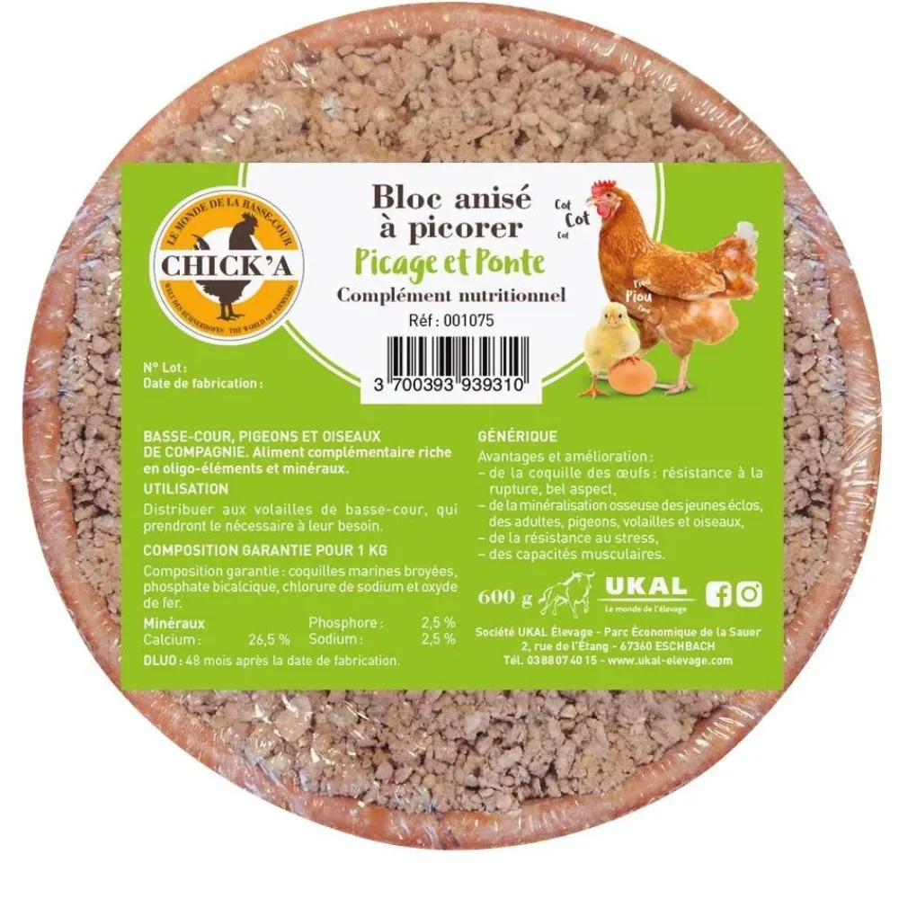 CHICK'A COMPLEMENT BLOC ANISE> Élevage Poules Et Volailles·Compléments Alimentaires