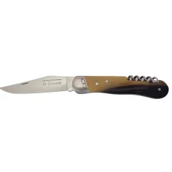 DOURIS CHASTEL COUTEAU TIRE-BOUCHON LE PIONNIER EN CORNE NOIRE><noscript><img width=