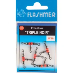 FLASHMER EMERILLON TRIPLE NOIR> Montages Surf Casting·Émerillons Mer, Sleeves Et Attaches