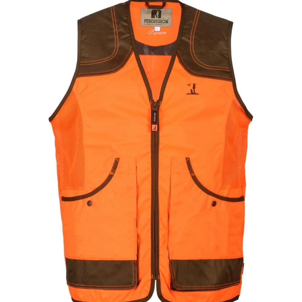 PERCUSSION GILET DE CHASSE ENFANT SAVANE ORANGE>Enfant Vêtements De Chasse Pour Enfants·Gilets De Chasse Epi Orange Fluo Enfant
