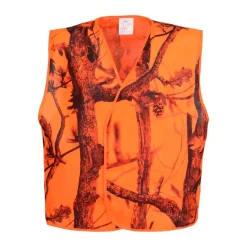PERCUSSION GILET ENFANT BLAZE CAMO>Enfant Vêtements De Chasse Pour Enfants·Gilets De Chasse Epi Orange Fluo Enfant