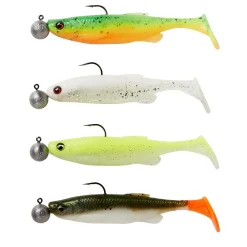 SAVAGE GEAR KIT DE 4 LEURRES SOUPLES FAT MINNOW T-TAIL RTF 10.5CM> Leurres Souples Carnassiers·Leurres Souples Savage Gear