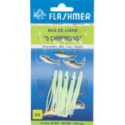 FLASHMER LIGNE 5 CHIPIRONS 6 CM 2/0> Bas De Ligne Mer Bateau·Bas De Ligne Raglous Et Lançons