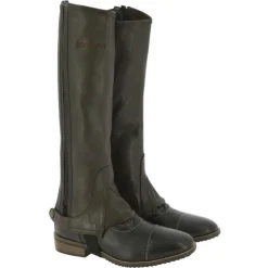 EQUITHEME MINI-CHAPS CUIR MARRON> Chaussant D'Équitation Adulte·Mini-Chaps Adulte