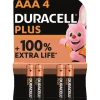 DURACELL PILE AAA/LR03 100% + X4> Piles Et Batteries·Piles|Éclairage·