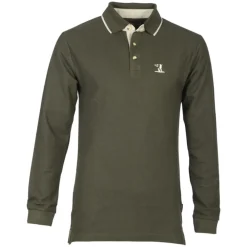 PERCUSSION POLO A MANCHES LONGUES HOMME KAKI>Homme Polos De Chasse·Polos À Manches Longues