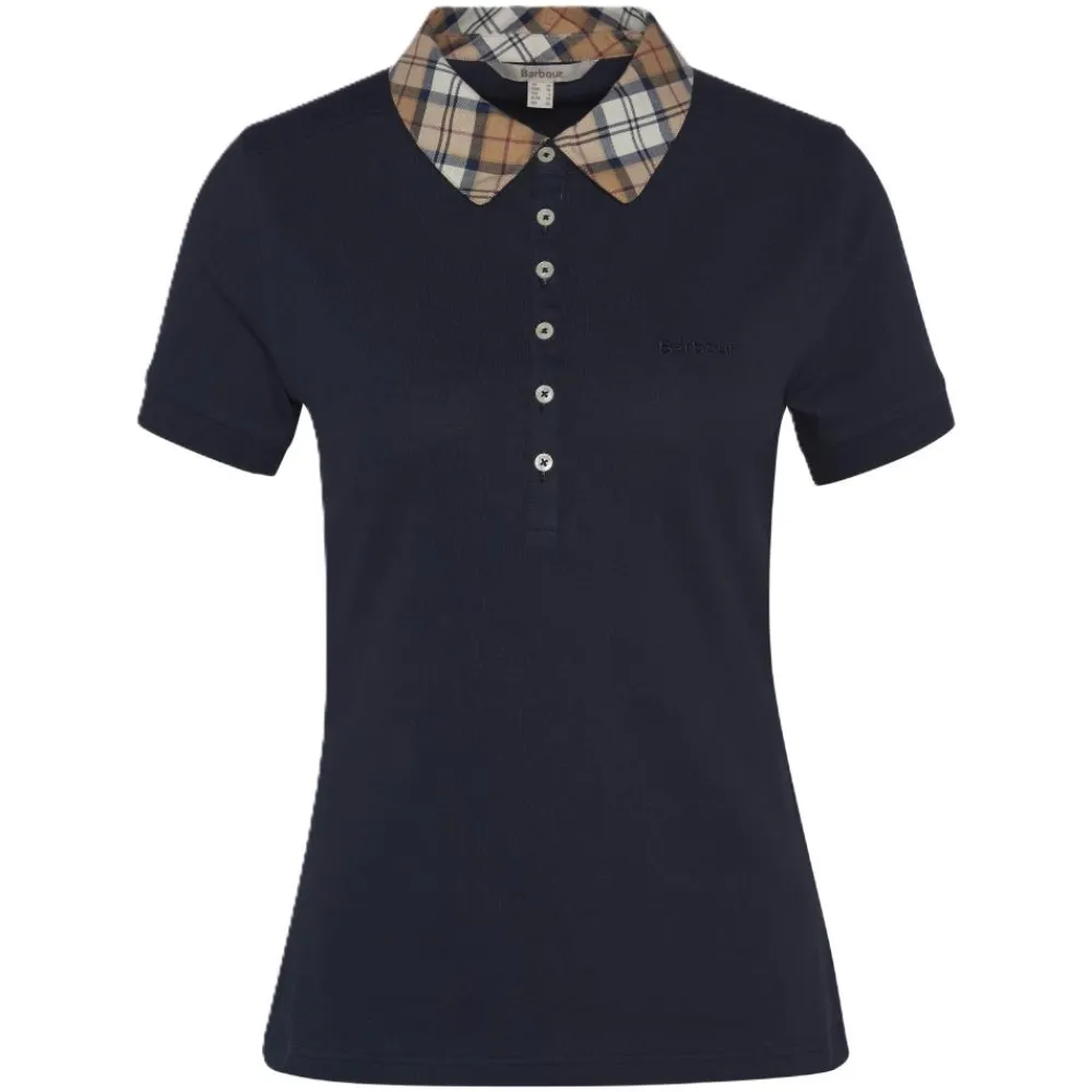 BARBOUR POLO FEMME MALVERN NAVY>Femme Vêtements Barbour·Polos Barbour Femme