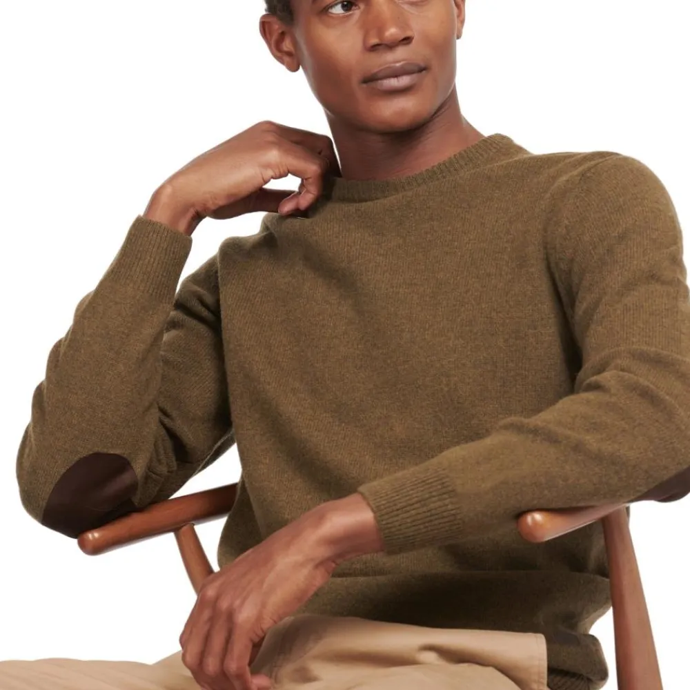 BARBOUR PULL ESSENTIAL PATCH WILLOW GREEN>Homme Vêtements Barbour·Pulls Barbour