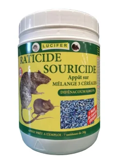 LUCIFER RATICIDE SOURICIDE 3 CÉRÉALES 7X20G> Lutte Contre Les Rongeurs·Souricides Et Raticides Grains