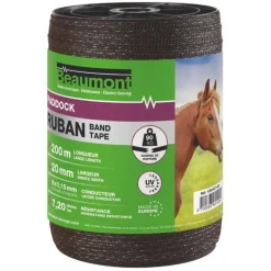 BEAUMONT RUBAN PADDOCK MARRON 200M> Conducteurs De Clôture·Rubans Électriques De + De 20Mm|Conducteurs De Clôture·Rubans Électriques De + De 20Mm
