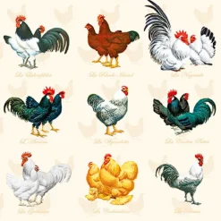 AMBIENTE SERVIETTE POULES COQS> Art De La Table Et Vaisselle·Serviettes Papier Et Toiles Cirées