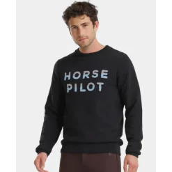 HORSE PILOT SWEATSHIRT TEAM HOMME BLACK>Homme Textile Horse Pilot·Hauts Horse Pilot Homme
