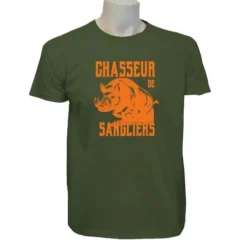 BARTAVEL TEE SHIRT CHASSEUR DE SANGLIER KAKI>Homme T-Shirts De Chasse·T-Shirts À Manches Courtes