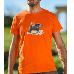 BARTAVEL TEE SHIRT SANGLIER ORANGE><noscript><img width=