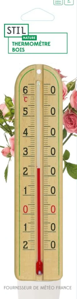 STIL THERMOMETRE BOIS 22CM> Météo·Thermomètres