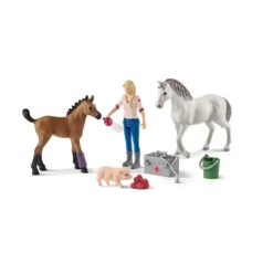 SCHLEICH VISITE DU VETERINAIRE PR JUMENT ET POULAIN>Enfant Figurines·Coffrets Figurines